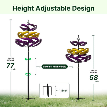 77" Metal Kinetic Wind Spinner for Outdoor Garden – Large 360° Swivel Wind Sculpture