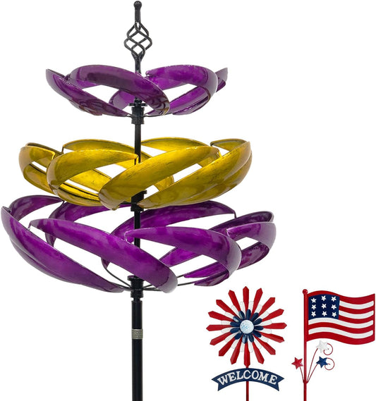 77" Metal Kinetic Wind Spinner for Outdoor Garden – Large 360° Swivel Wind Sculpture