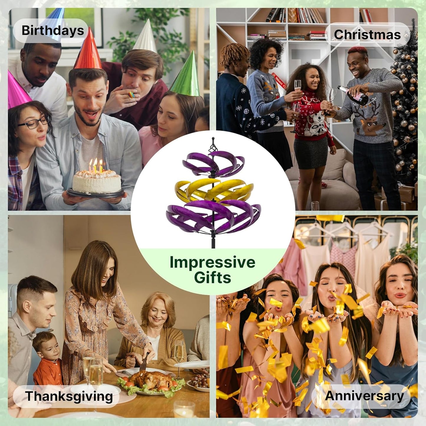 77" Metal Kinetic Wind Spinner for Outdoor Garden – Large 360° Swivel Wind Sculpture