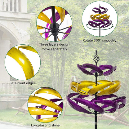 77" Metal Kinetic Wind Spinner for Outdoor Garden – Large 360° Swivel Wind Sculpture