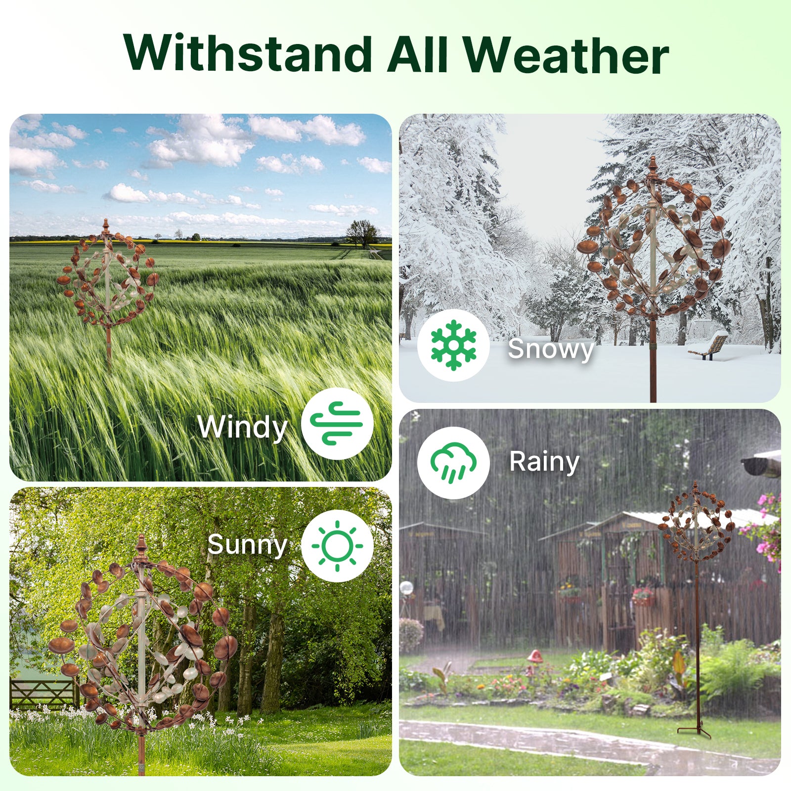 75" Adjustable Height Metal Planet Wind Spinner – 360° Swivel Outdoor Garden Sculpture