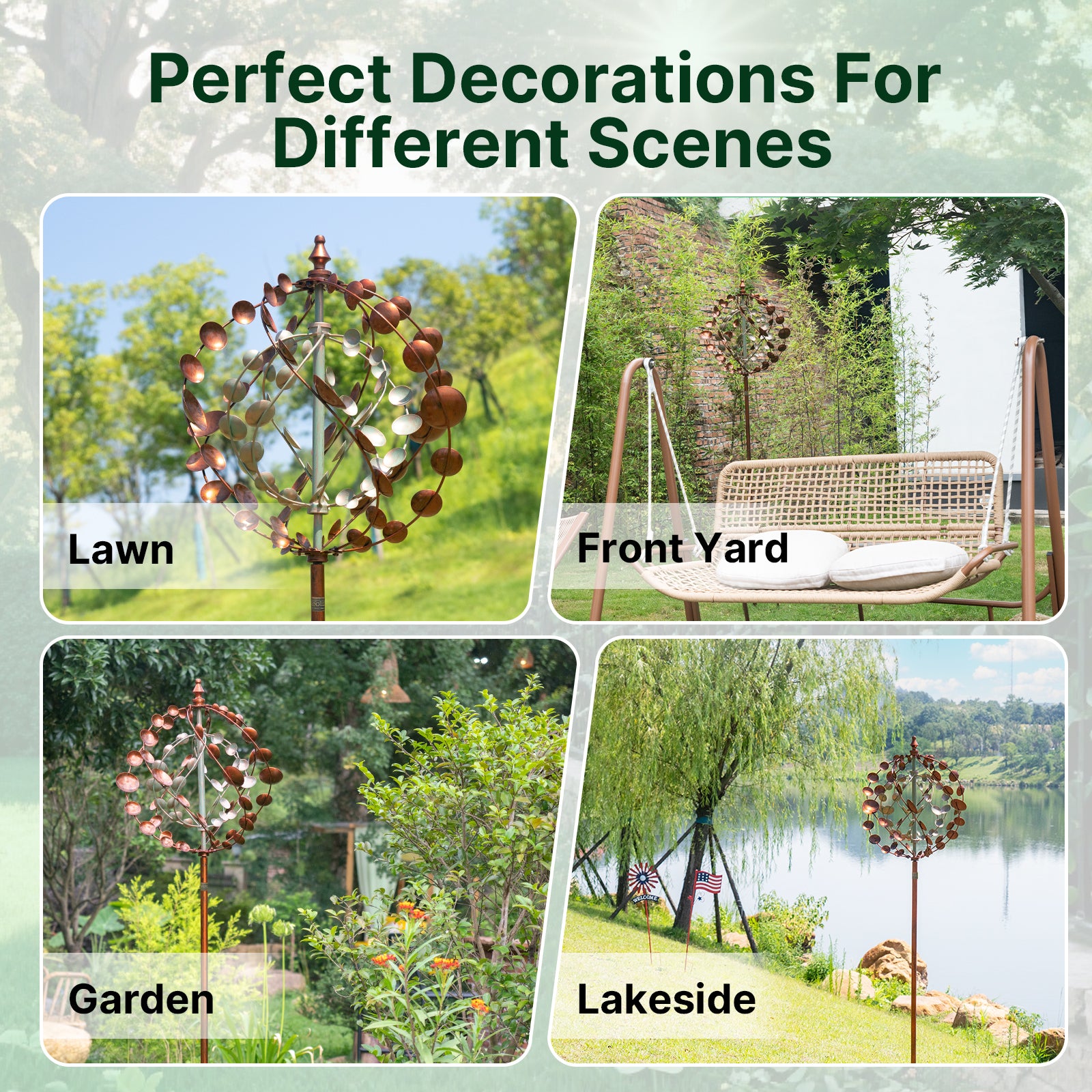 75" Adjustable Height Metal Planet Wind Spinner – 360° Swivel Outdoor Garden Sculpture