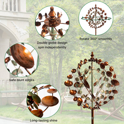75" Metal Kinetic Wind Spinner for Outdoor Garden – Large 360° Swivel Wind Sculpture