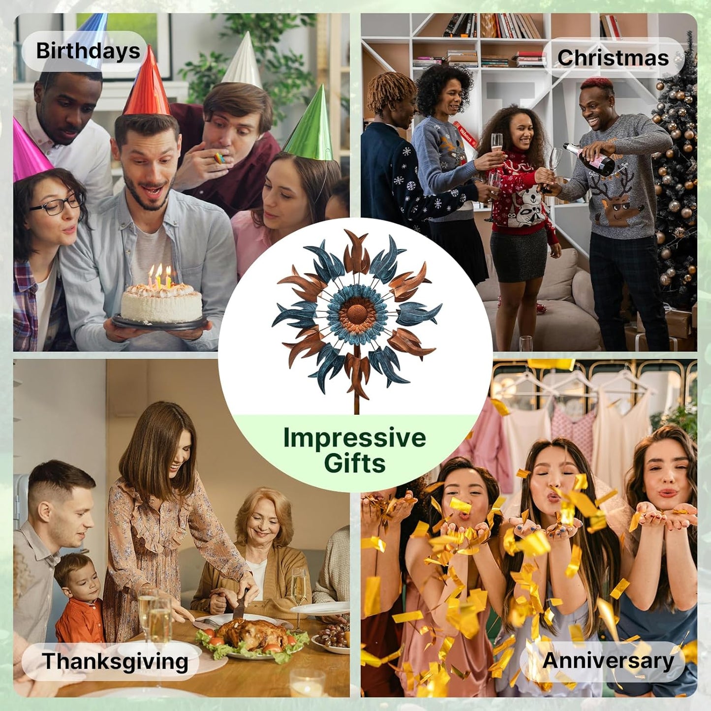 84" Outdoor Kinetic Wind Spinner – Large Metal Garden Wind Sculpture_WS03