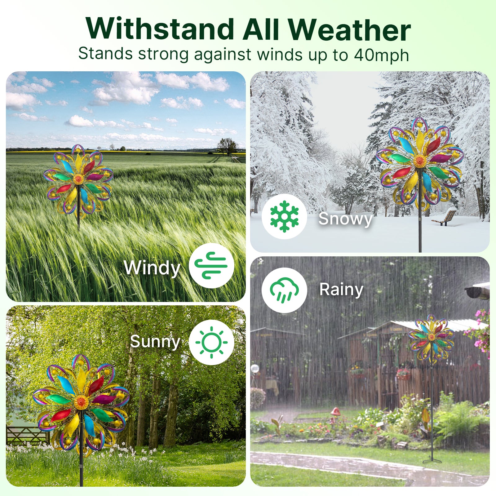 Adjustable 84" Metal Wind Spinner – Large Outdoor Kinetic Garden Sculpture (WS04)