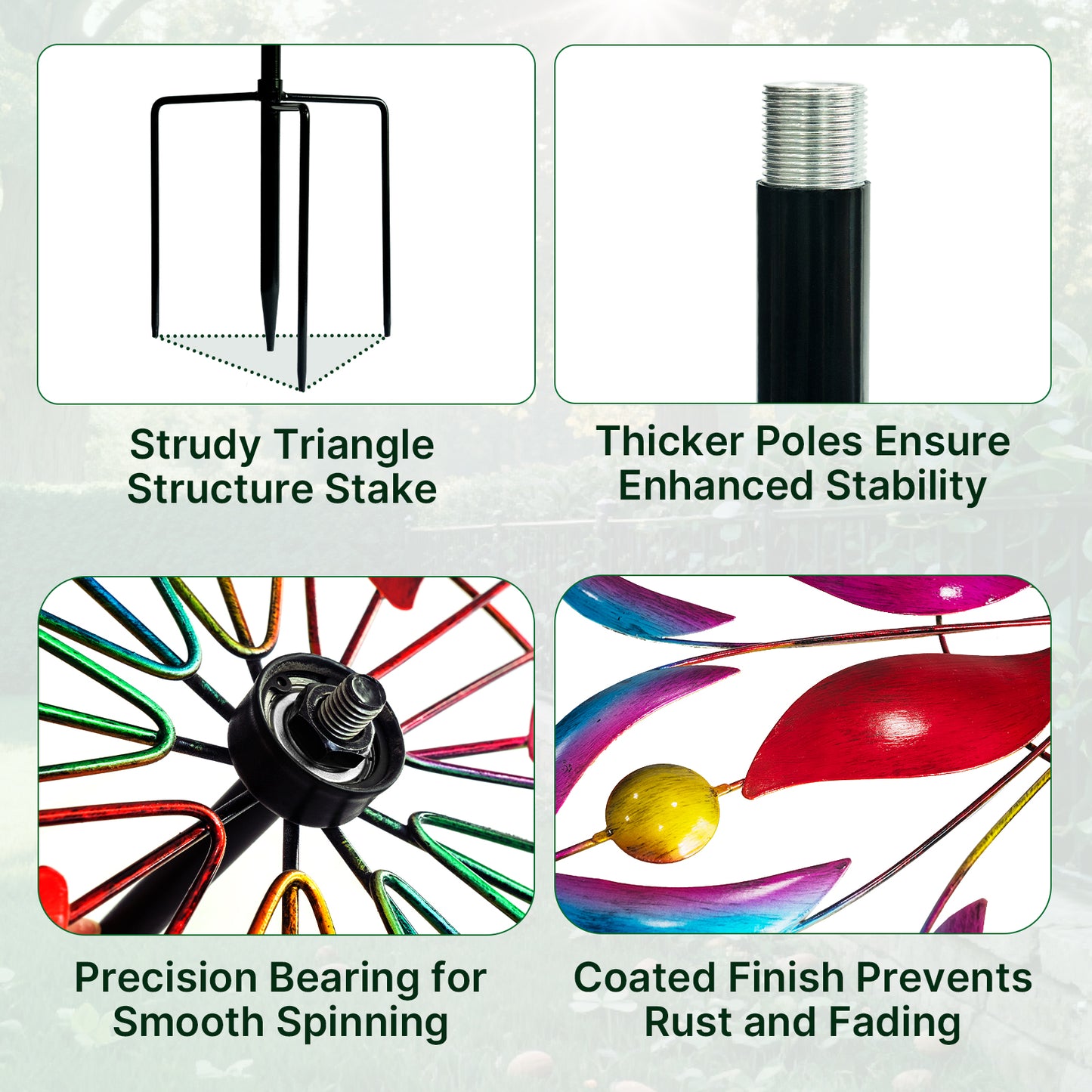 84" Outdoor Kinetic Wind Spinner – Large Metal Garden Wind Sculpture_WS04