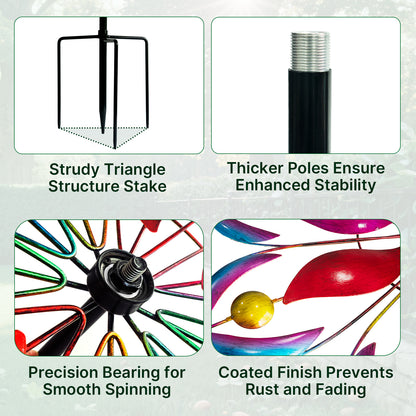 84" Outdoor Kinetic Wind Spinner – Large Metal Garden Wind Sculpture_WS04