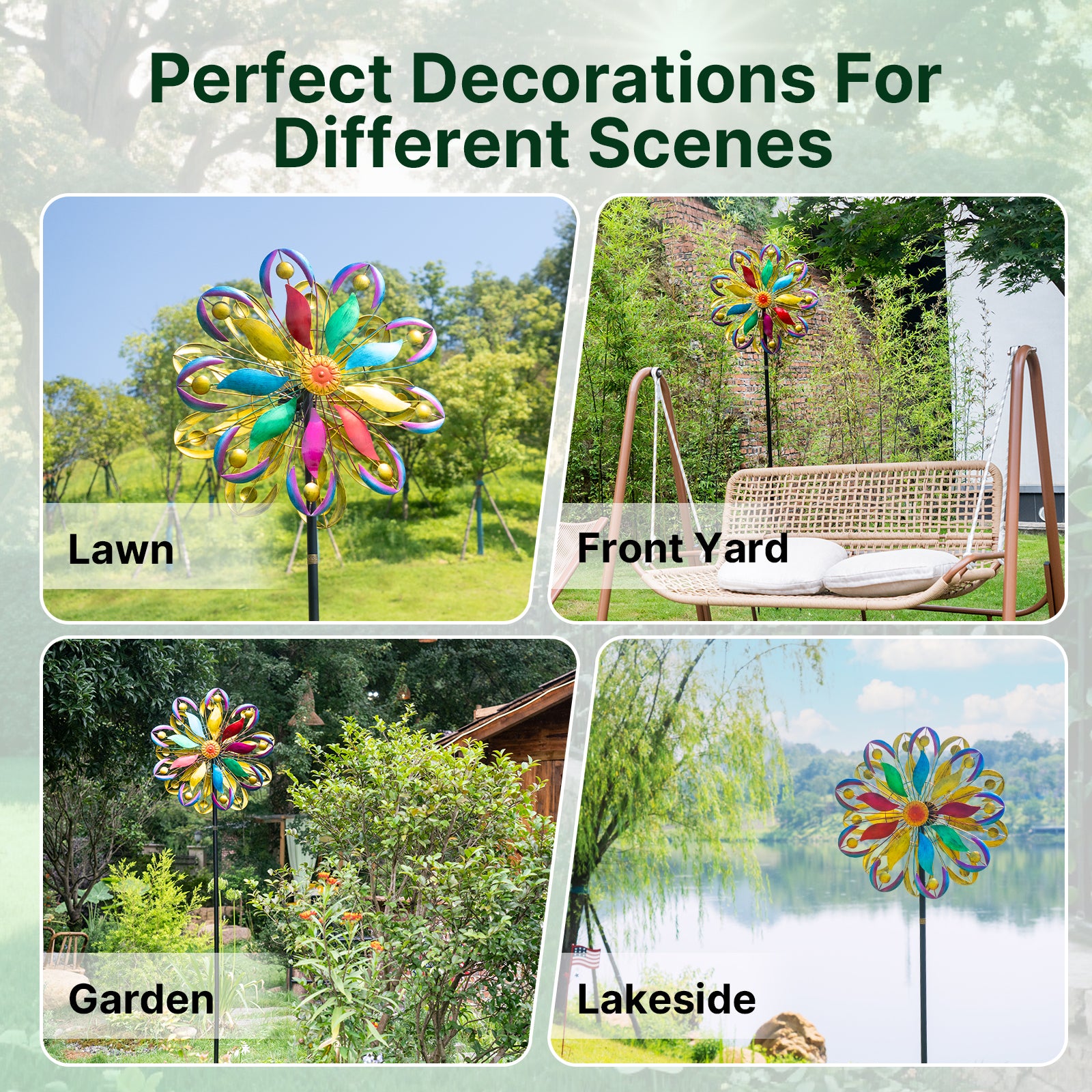 Adjustable 84" Metal Wind Spinner – Large Outdoor Kinetic Garden Sculpture (WS04)