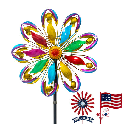 84" Outdoor Kinetic Wind Spinner – Large Metal Garden Wind Sculpture_WS04