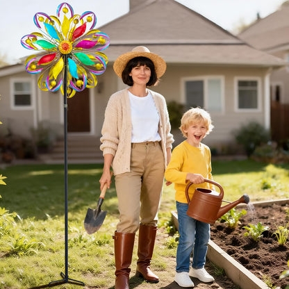 84" Outdoor Kinetic Wind Spinner – Large Metal Garden Wind Sculpture_WS04