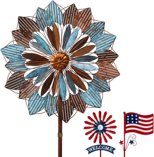84" Outdoor Kinetic Wind Spinner – Large Metal Garden Wind Sculpture_WS05