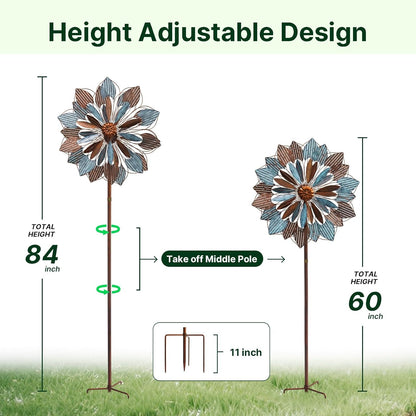 84" Outdoor Kinetic Wind Spinner – Large Metal Garden Wind Sculpture_WS05
