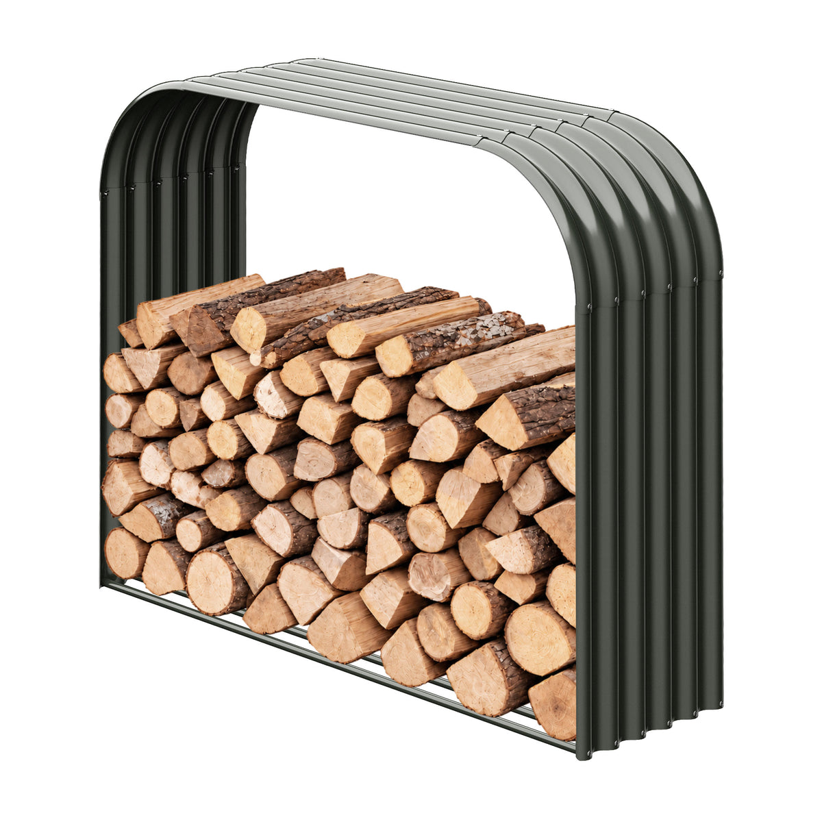 29 Cubic Ft Firewood Storage Shed, Heavy-Duty Galvanized Steel Outdoor Log Rack, 59"W x 18"D x 48"H