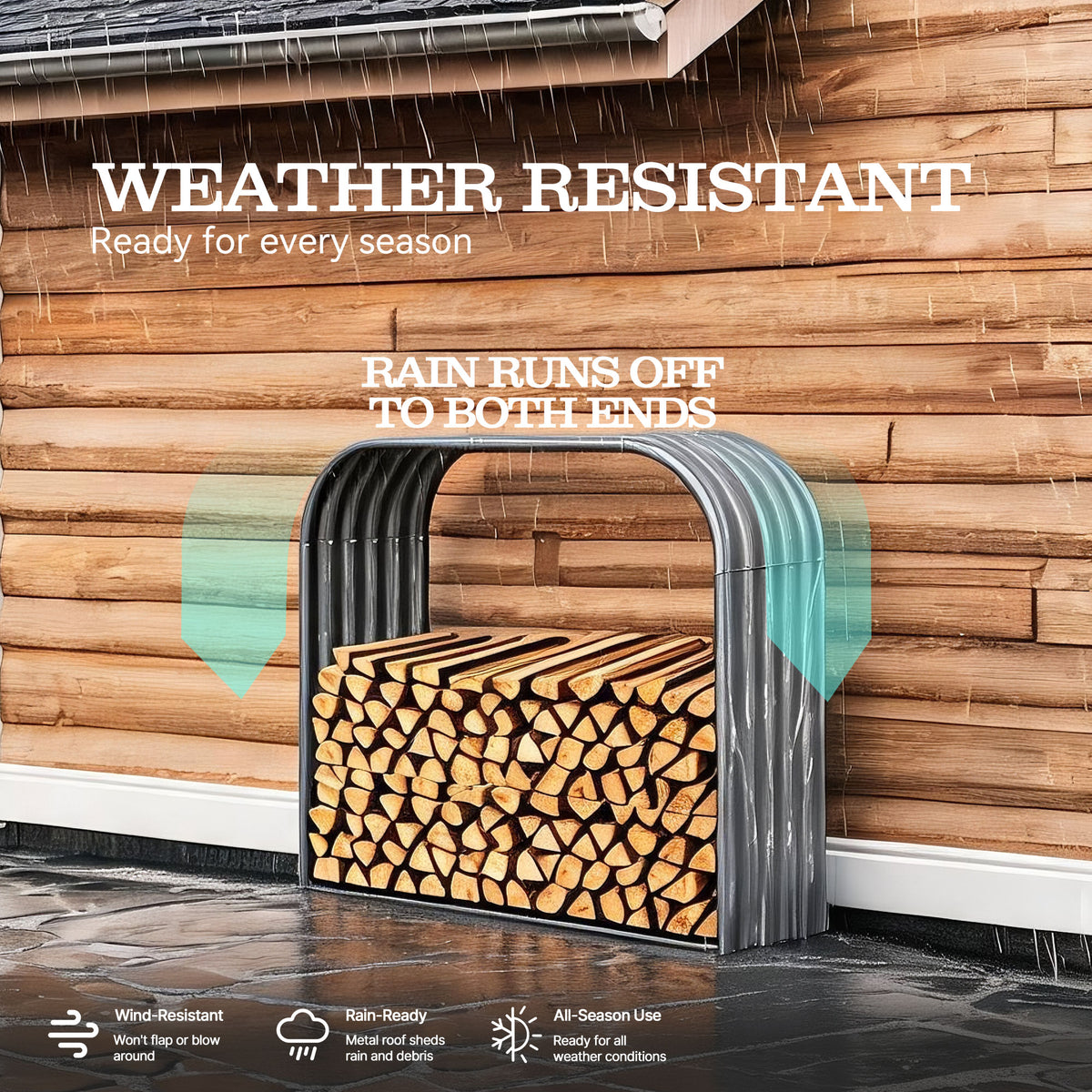 
Set of 4, 29 Cubic Ft Each Firewood Storage Shed, Heavy-Duty Galvanized Steel Log Holder, 59"W x 18"D x 48"H