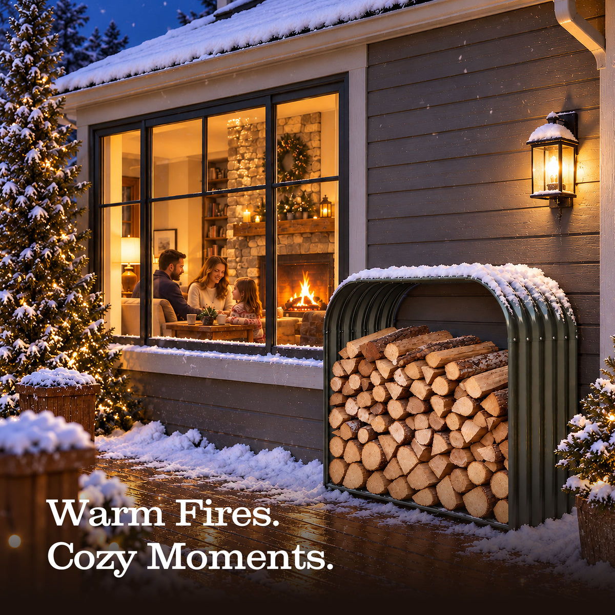 
Set of 4, 29 Cubic Ft Each Firewood Storage Shed, Heavy-Duty Galvanized Steel Log Holder, 59"W x 18"D x 48"H