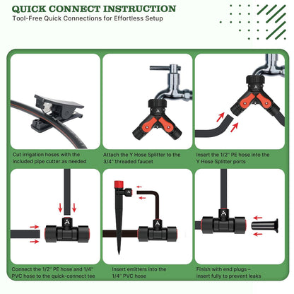 230FT All-in-One Garden Drip Irrigation Kit with Adjustable Emitters