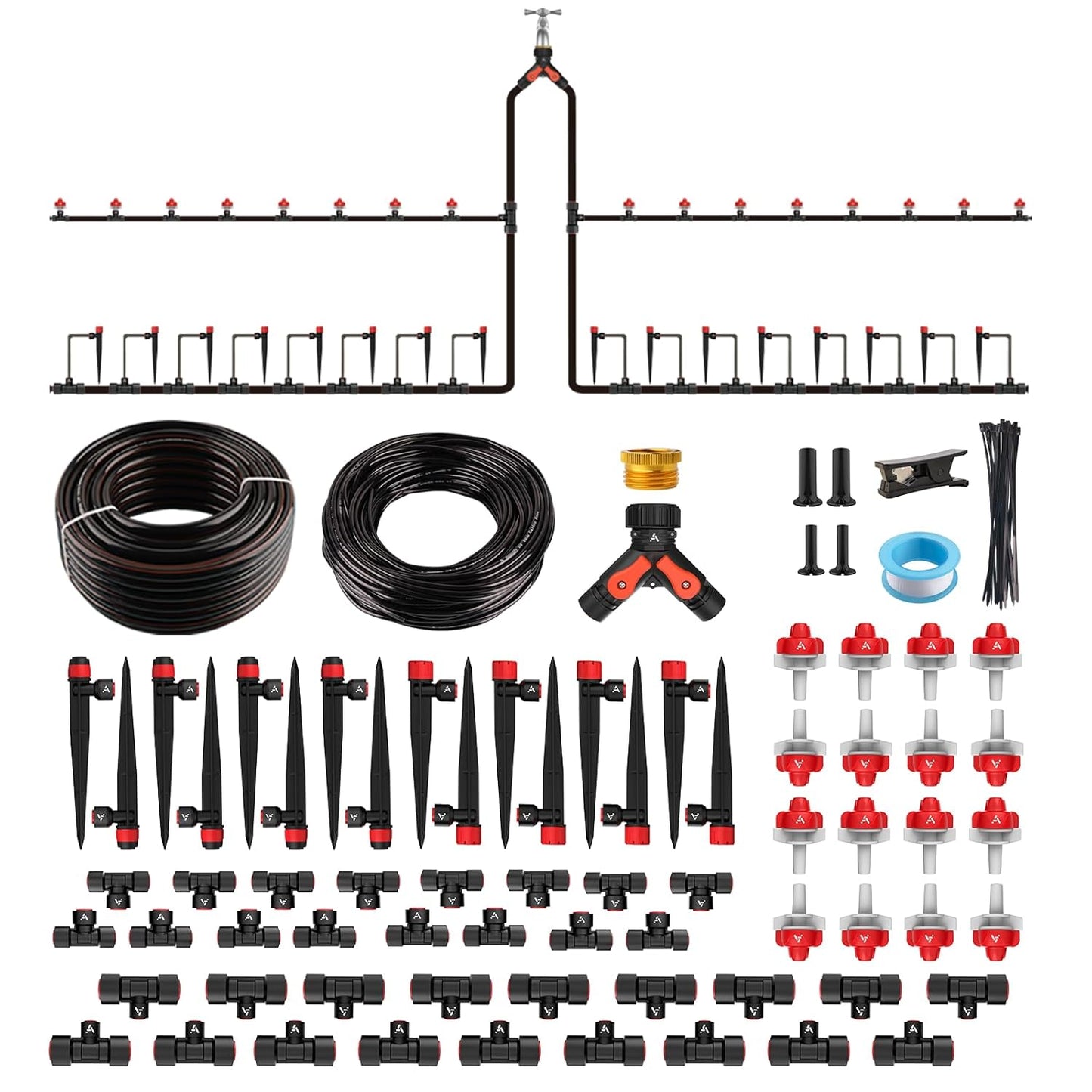 230FT All-in-One Garden Drip Irrigation Kit with Adjustable Emitters