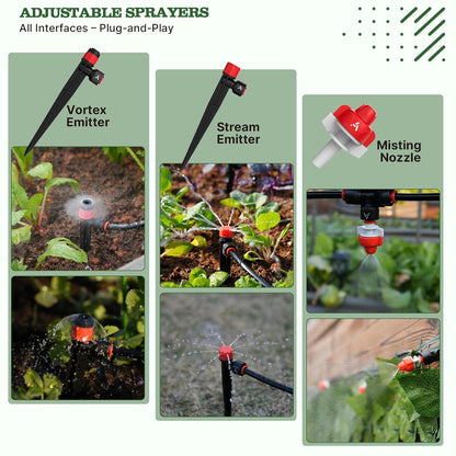 230FT All-in-One Garden Drip Irrigation Kit with Adjustable Emitters