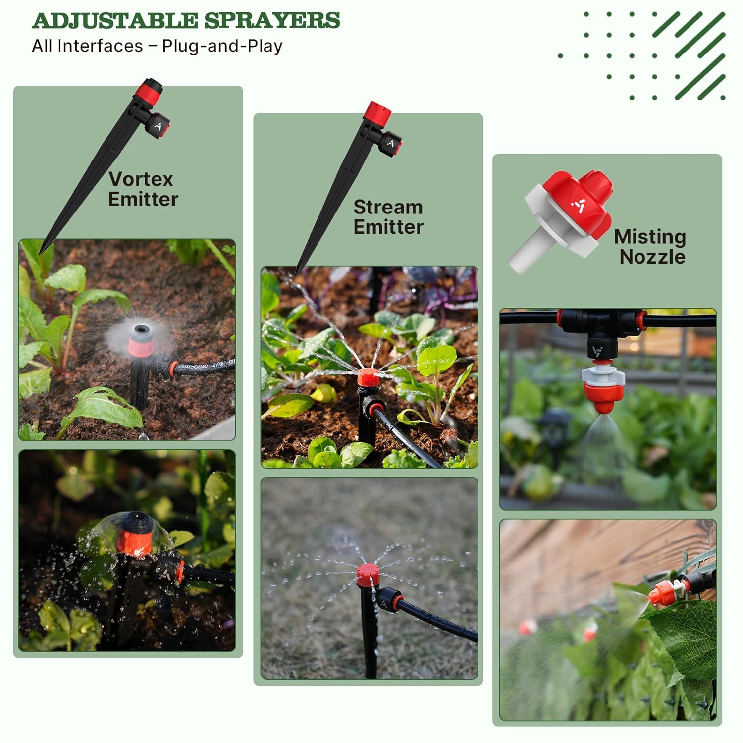 100FT Garden Drip Irrigation Kit with Adjustable Emitters