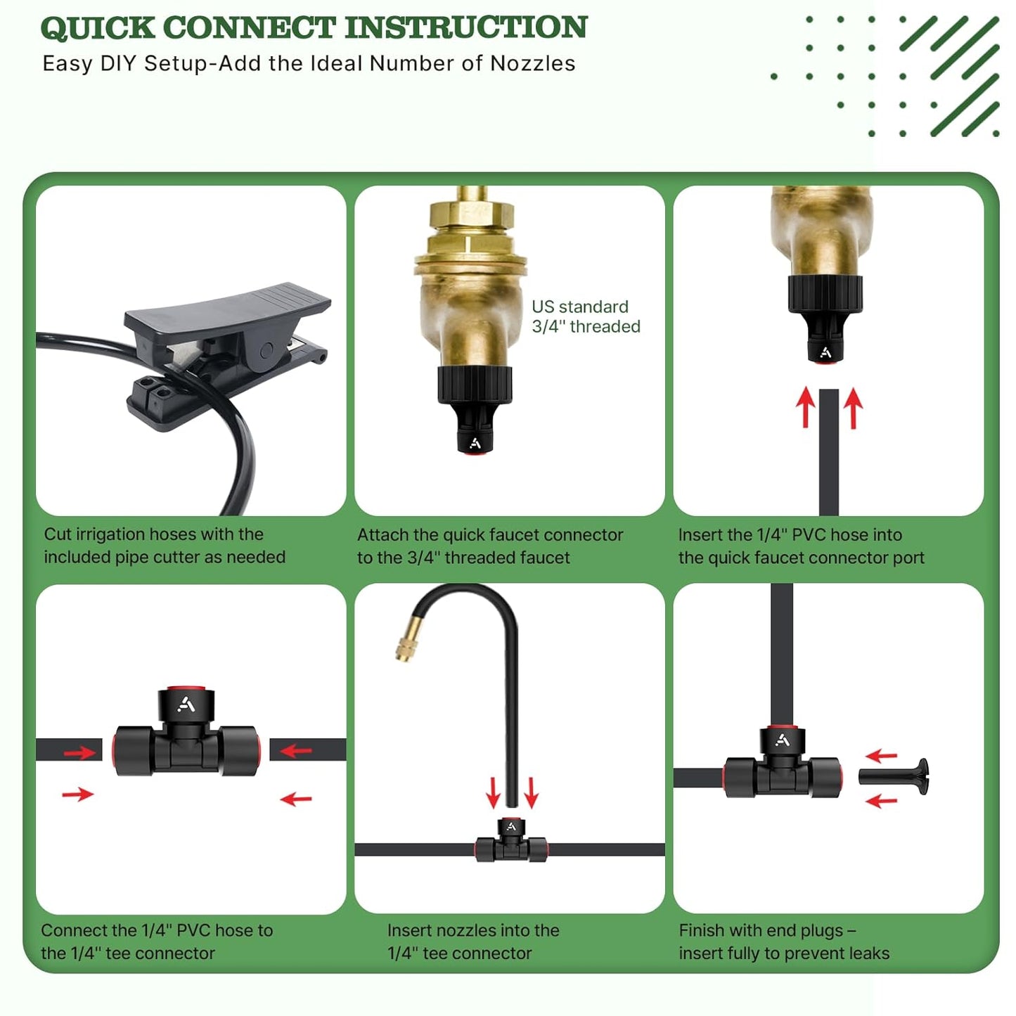 50FT Garden Drip & Mist Irrigation Kit with Adjustable Nozzles