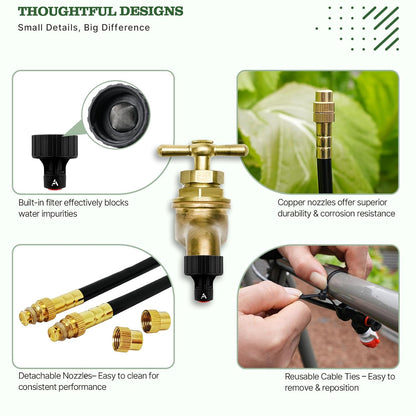 50FT Garden Drip & Mist Irrigation Kit with Adjustable Nozzles