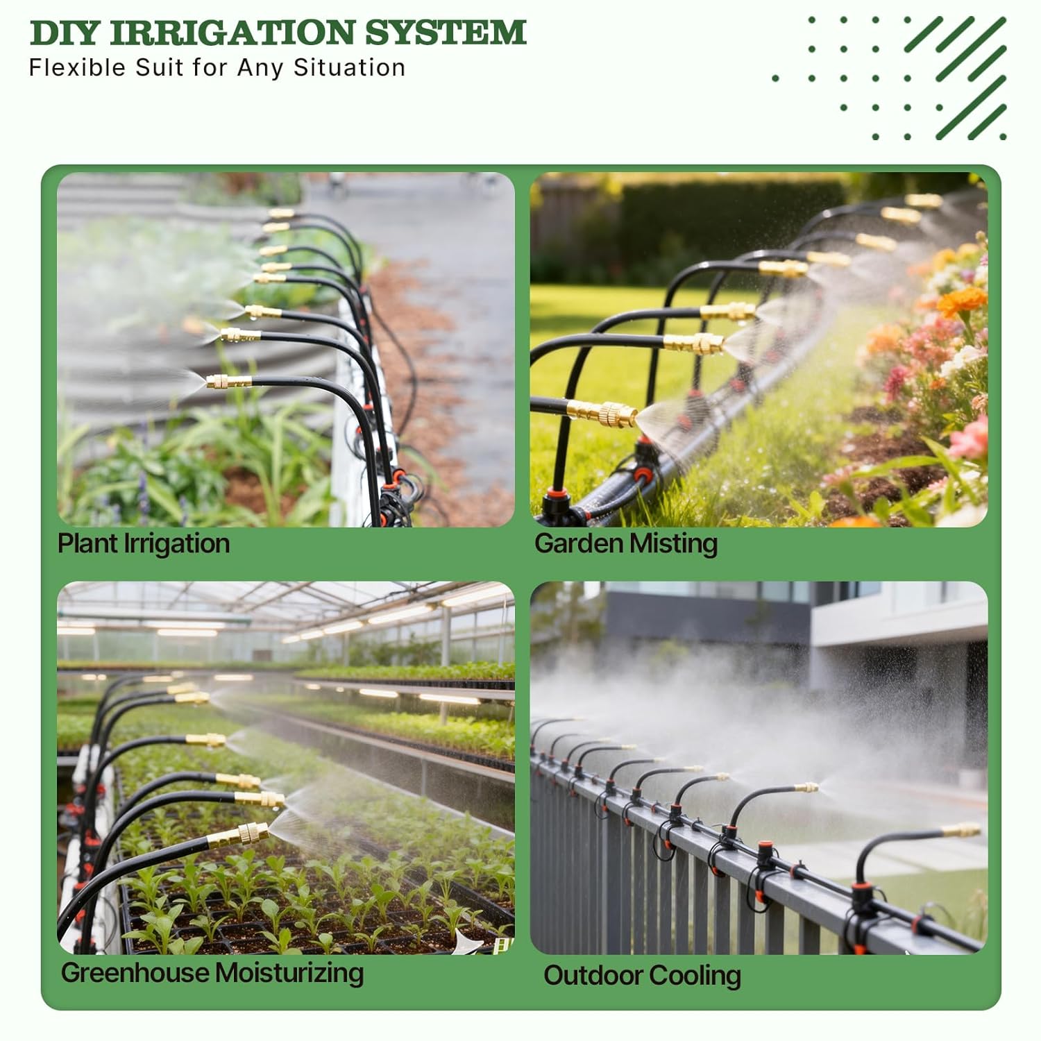 50FT Garden Drip & Mist Irrigation Kit with Adjustable Nozzles