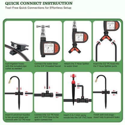 82.4FT Automatic Drip Irrigation Kit with Timer & Adjustable Nozzles