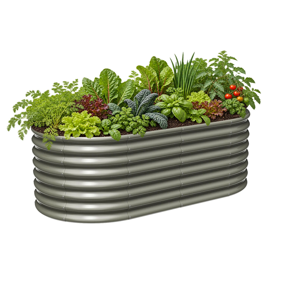 6x3x2ft Sturdy Oval  Metal Raised Garden Bed Set (Quartz Gray)