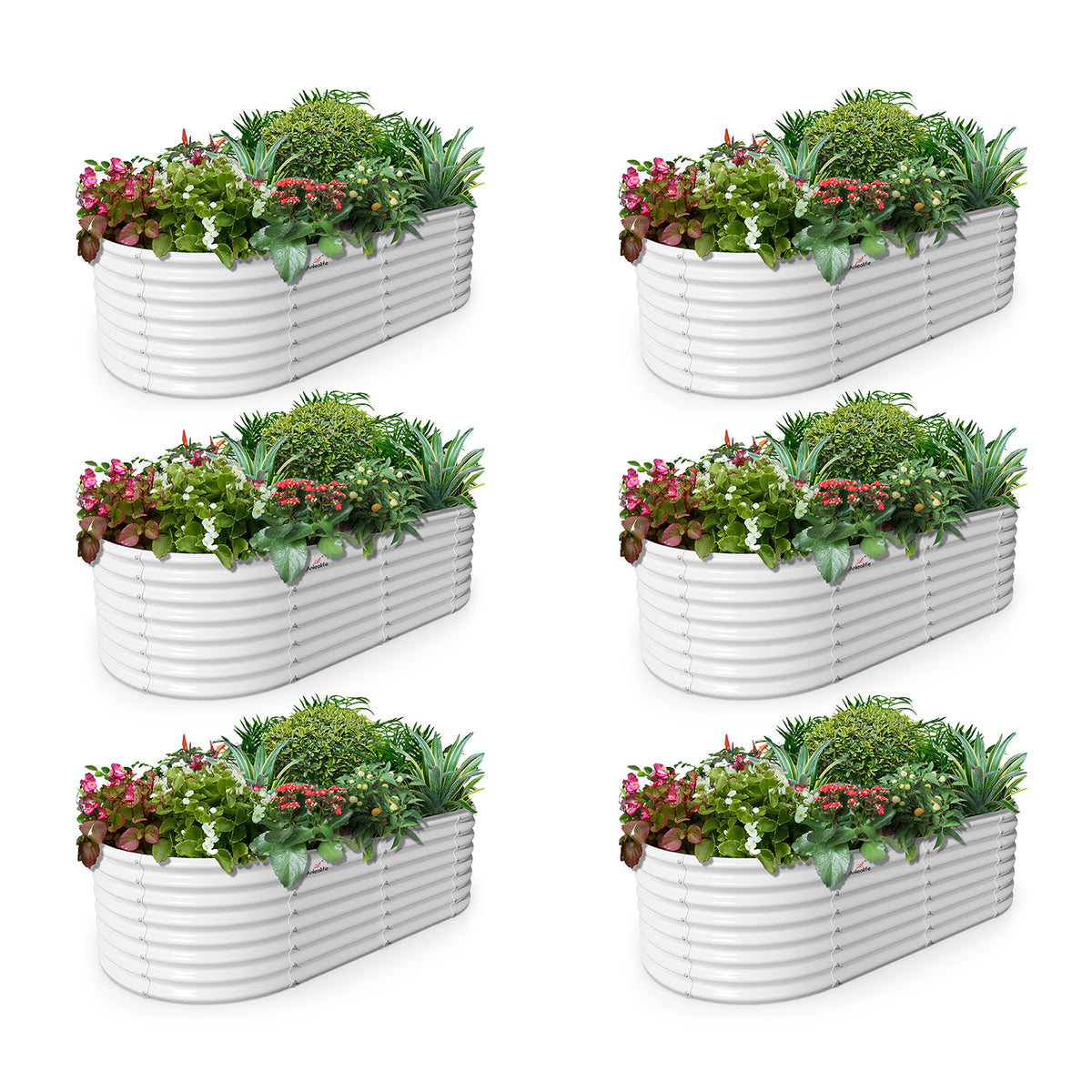 6x3x2ft Oval Metal Raised Modular Garden Bed Set (Classic White)