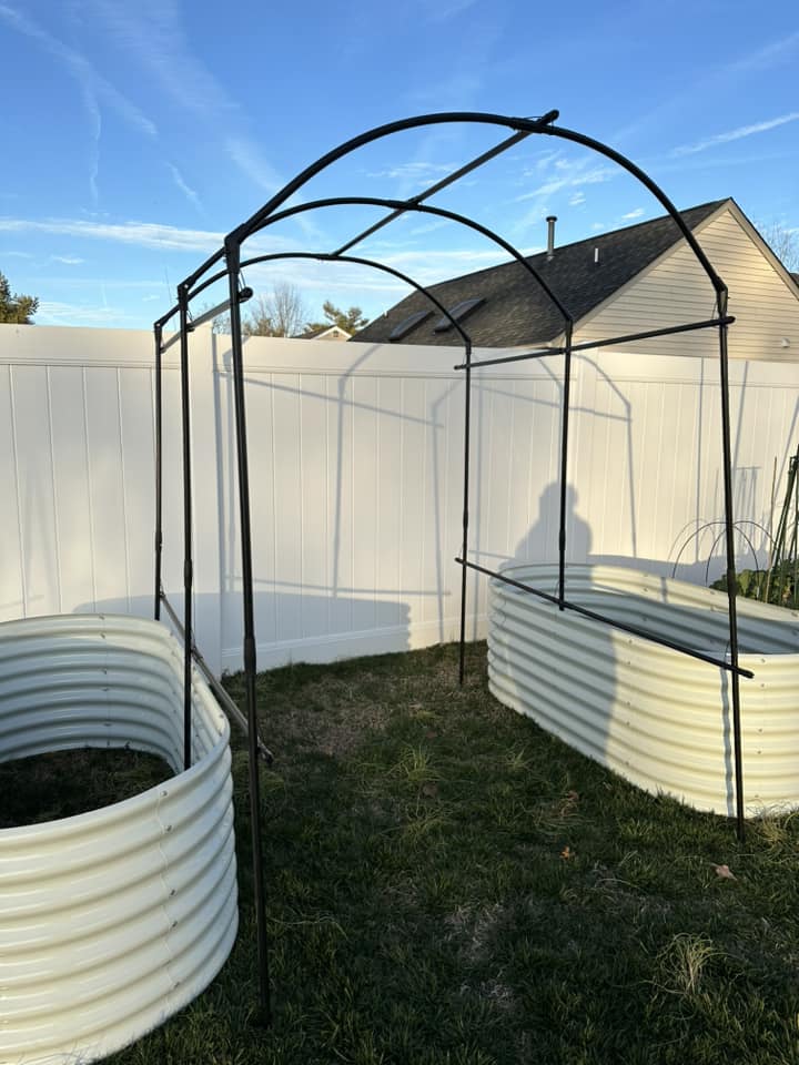 Set of 6: 8x4x2ft Oval Modular Metal Raised Garden Beds (White)