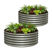 18" Tall 48" Wide Round Raised Garden Beds (Set of 2) - Quartz Gray/Antique White