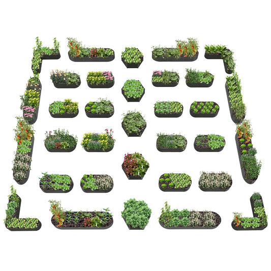 18" Tall Modular Raised Garden Bed Set, 33-Piece Grey Layout for Customizable Gardening