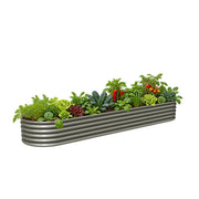 12x3x1.5ft Oval Modular Metal Raised Garden Bed Set (Antique White/Quartz Gray)