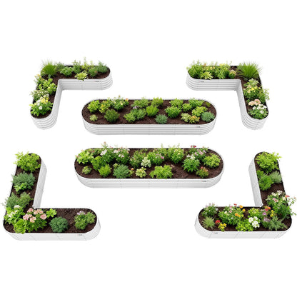 Set of 6: 144''x36''x18'' & 81''x81''x18'' Raised Garden Beds Layout (Grey/White)