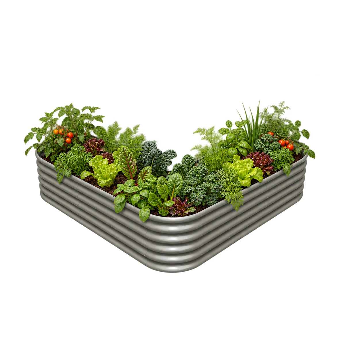 81''x81''x18'' Heart-shaped Galvanized Steel Raised Garden Bed - Quartz Gray