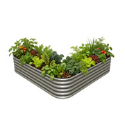 81''x81''x18'' Heart-shaped Galvanized Steel Raised Garden Bed - Quartz Gray