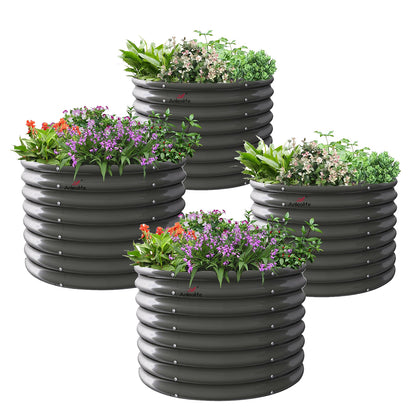 4x1.5ft / 3x2ft /3x2.5ft Round Modular Metal Raised Garden Beds Set (Gray)