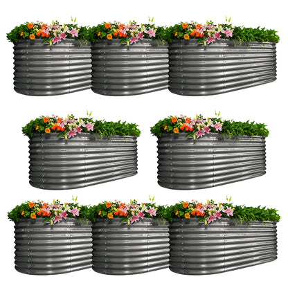 30'' Tall _8x4x2.5ft  Oval Modular Sturdy Metal Raised Garden Bed Set (Gray)