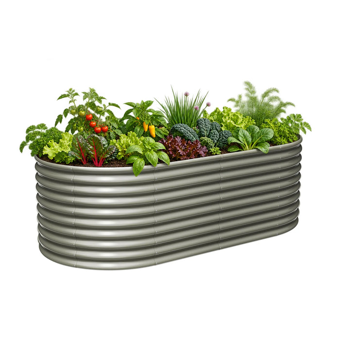 30'' Tall _8x4ft  Oval Modular Sturdy Metal Raised Garden Bed Set (Quartz Gray)