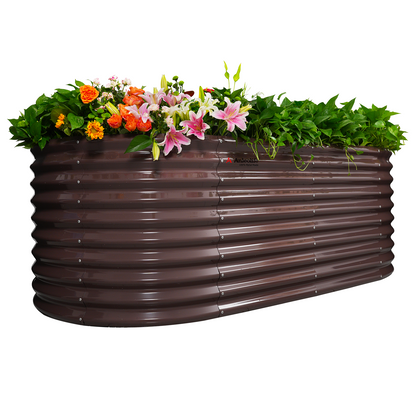 30'' Tall_8x4x2.5ft  Oval Modular Sturdy Metal Raised Garden Bed Set (Bronze)