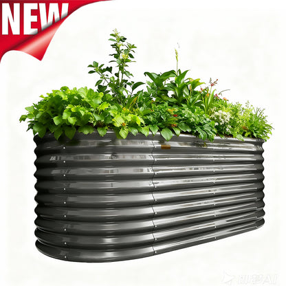 30'' Tall _6x3x2.5ft  Oval Modular Sturdy Metal Raised Garden Bed Set (Grey)