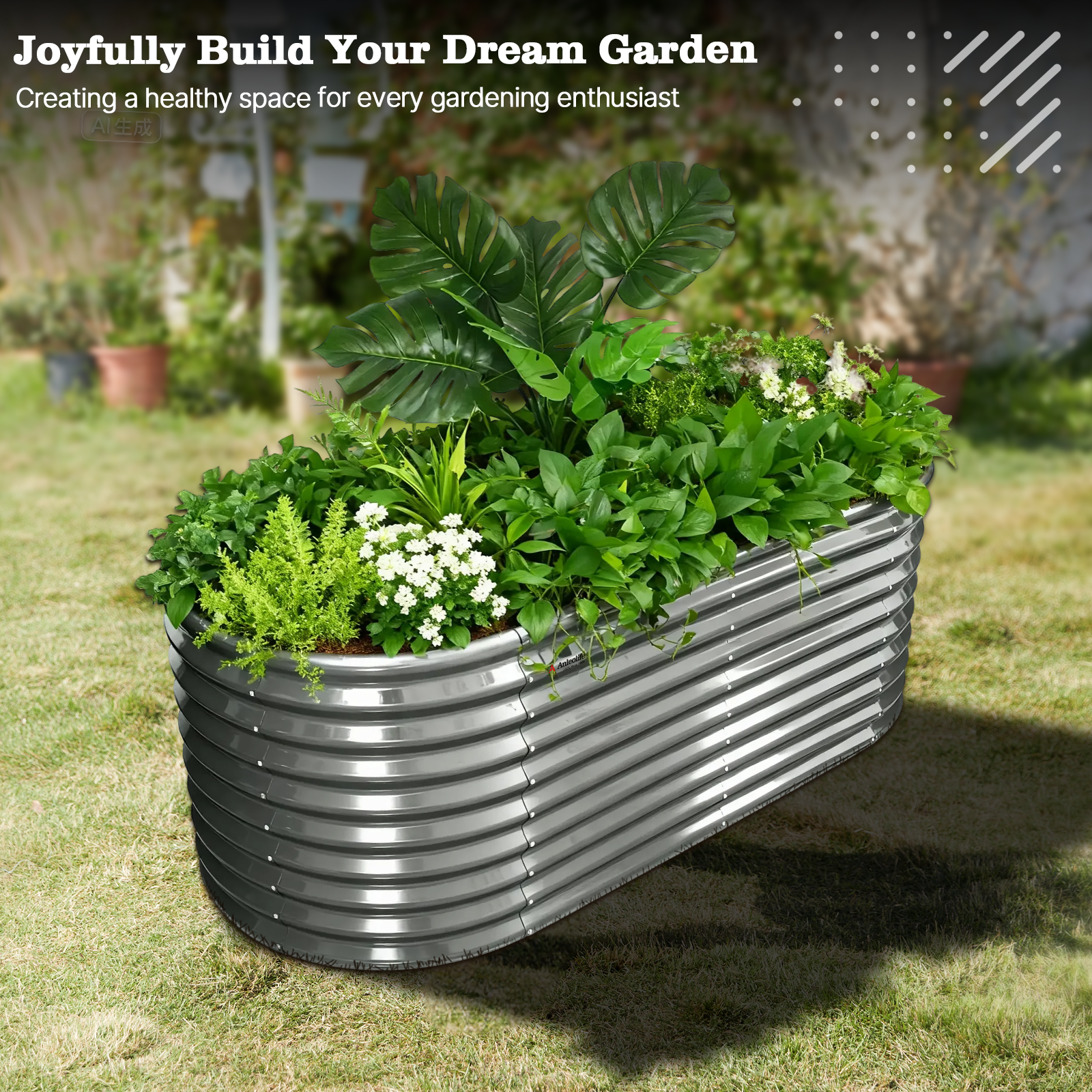 30'' Tall _6x3x2.5ft & 3x2.5ft Metal Raised Garden Beds Set (Coffee Brown/Quartz Gray)