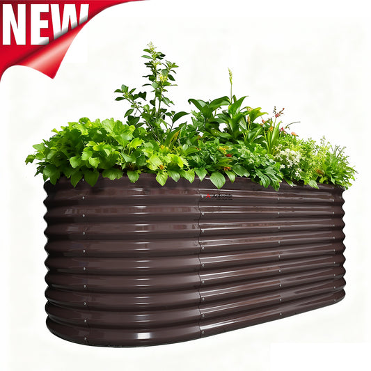 30'' Tall _6x3x2.5ft  Oval Modular Sturdy Metal Raised Garden Bed Set (Bronze)