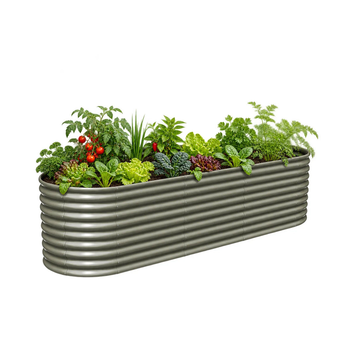 30'' Tall _10x3ft  Oval Modular Sturdy Metal Raised Garden Bed Set (Quartz Gray)