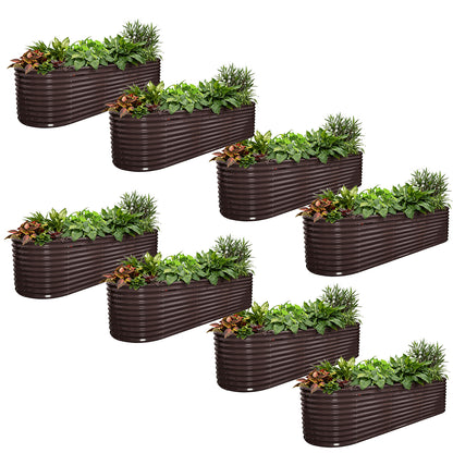 Set of 8: 10'x3'x30''-Tall  Oval Modular Sturdy Metal Raised Garden Bed Set (Bronze)