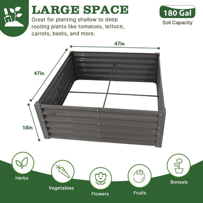 4x4x1.5ft  Square Modular Sturdy Metal Raised Garden Bed Set (Grey)
