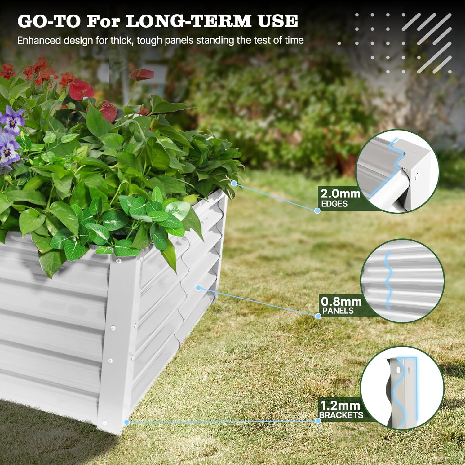 18" Tall Modular Raised Garden Bed Set, 12-Piece Layout for Customizable Gardening (Quartz Gray/Classic White)