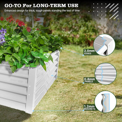 4x4x1.5ft  Square Modular Sturdy Metal Raised Garden Bed Set (White)