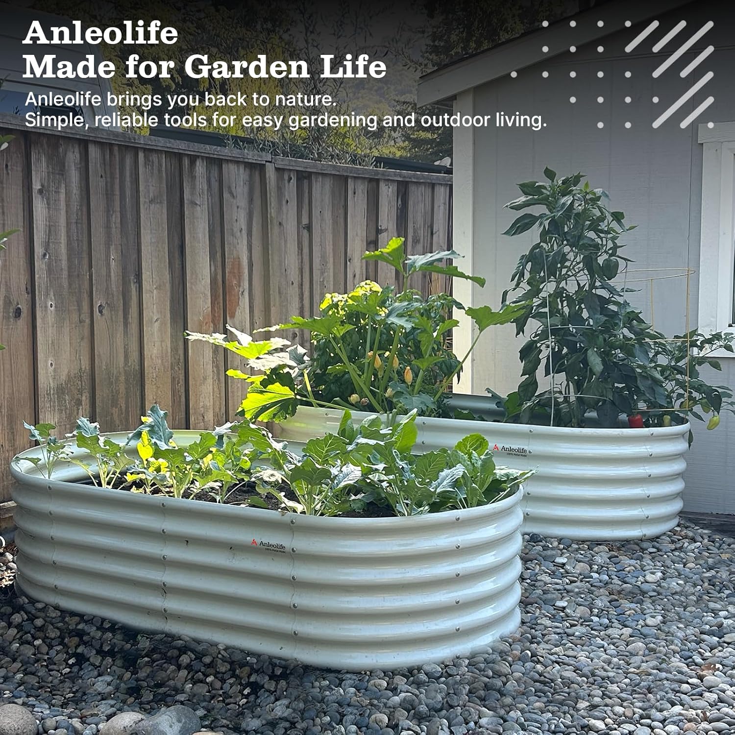 8x4x1.5ft  Oval Modular Sturdy Metal Raised Garden Bed Set (White)