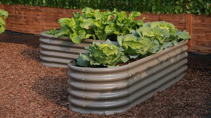 Set of 14: 18'' Tall Modular Raised Garden Beds Layout (Gray/White)